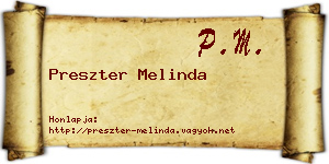 Preszter Melinda névjegykártya